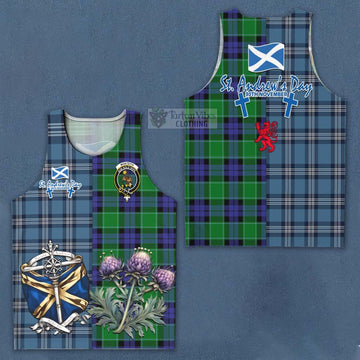 Monteith Tartan Men's Tank Top Happy St. Andrew's Day Half Tartan Style Men - Tartan Vibes Clothing
