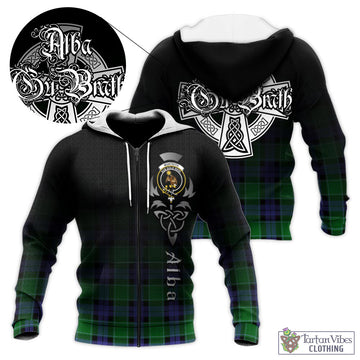 Monteith Tartan Knitted Hoodie Featuring Alba Gu Brath Family Crest Celtic Inspired Unisex - Tartan Vibes Clothing