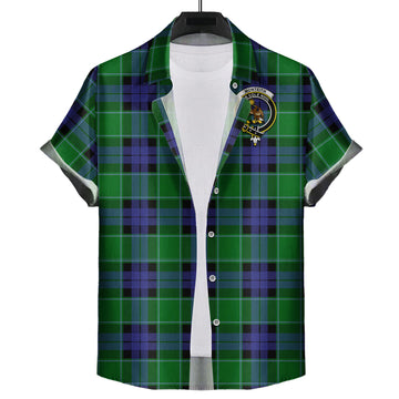 Monteith Tartan Short Sleeve Button Down Shirt with Family Crest