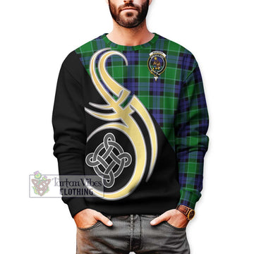 Monteith Tartan Sweatshirt with Family Crest and Celtic Symbol Style Unisex - Tartan Vibes Clothing