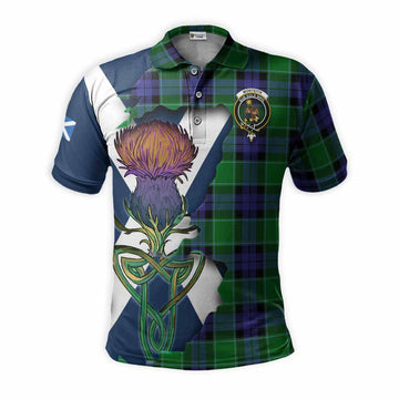 Tartan Vibes Clothing Monteith Tartan Family Crest Polo Shirt Scottish Thistle Celtic Inspired