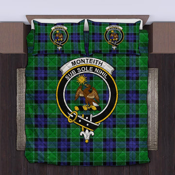 Monteith Tartan Quilt Bed Set with Family Crest King - Tartan Vibes Clothing