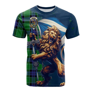Monteith Tartan Family Crest Cotton T-shirt with Scottish Majestic Lion Kid's Shirt - Tartan Vibes Clothing