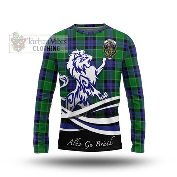Monteith Tartan Long Sleeve T-Shirt with Alba Gu Brath Regal Lion Emblem Unisex - Tartan Vibes Clothing
