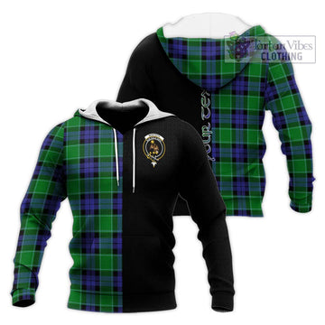 Monteith Tartan Knitted Hoodie with Family Crest and Half Of Me Style Unisex Knitted Pullover Hoodie - Tartan Vibes Clothing