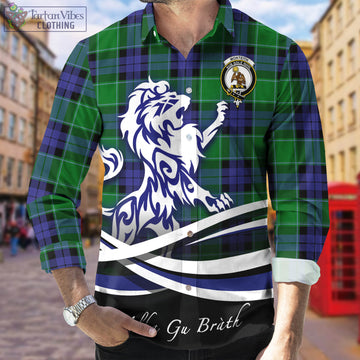 Monteith Tartan Long Sleeve Button Up Shirt with Alba Gu Brath Regal Lion Emblem