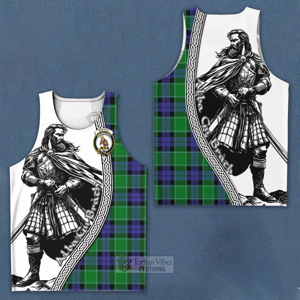 Monteith Tartan Clan Crest Men's Tank Top with Highlander Warrior Celtic Style Men - Tartan Vibes Clothing