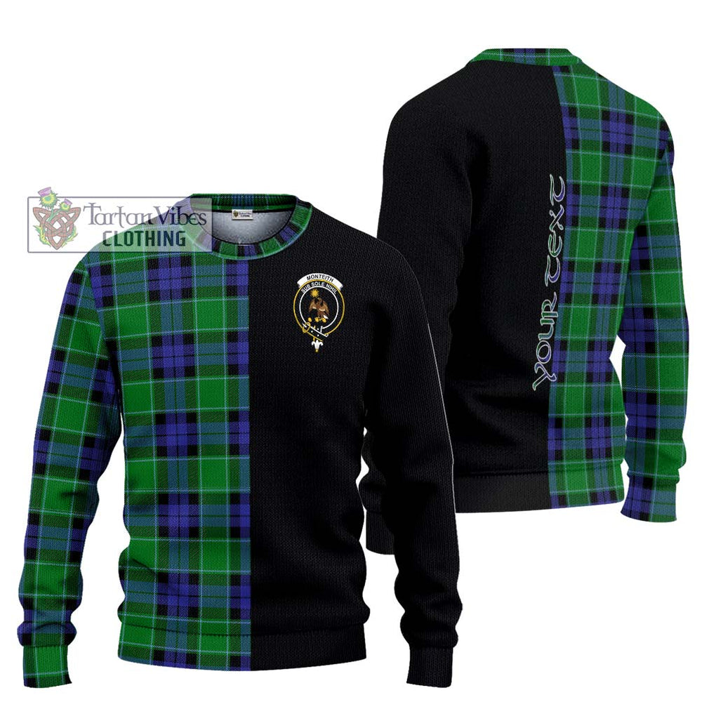 Monteith Tartan Ugly Sweater with Family Crest and Half Of Me Style Unisex - Tartan Vibes Clothing