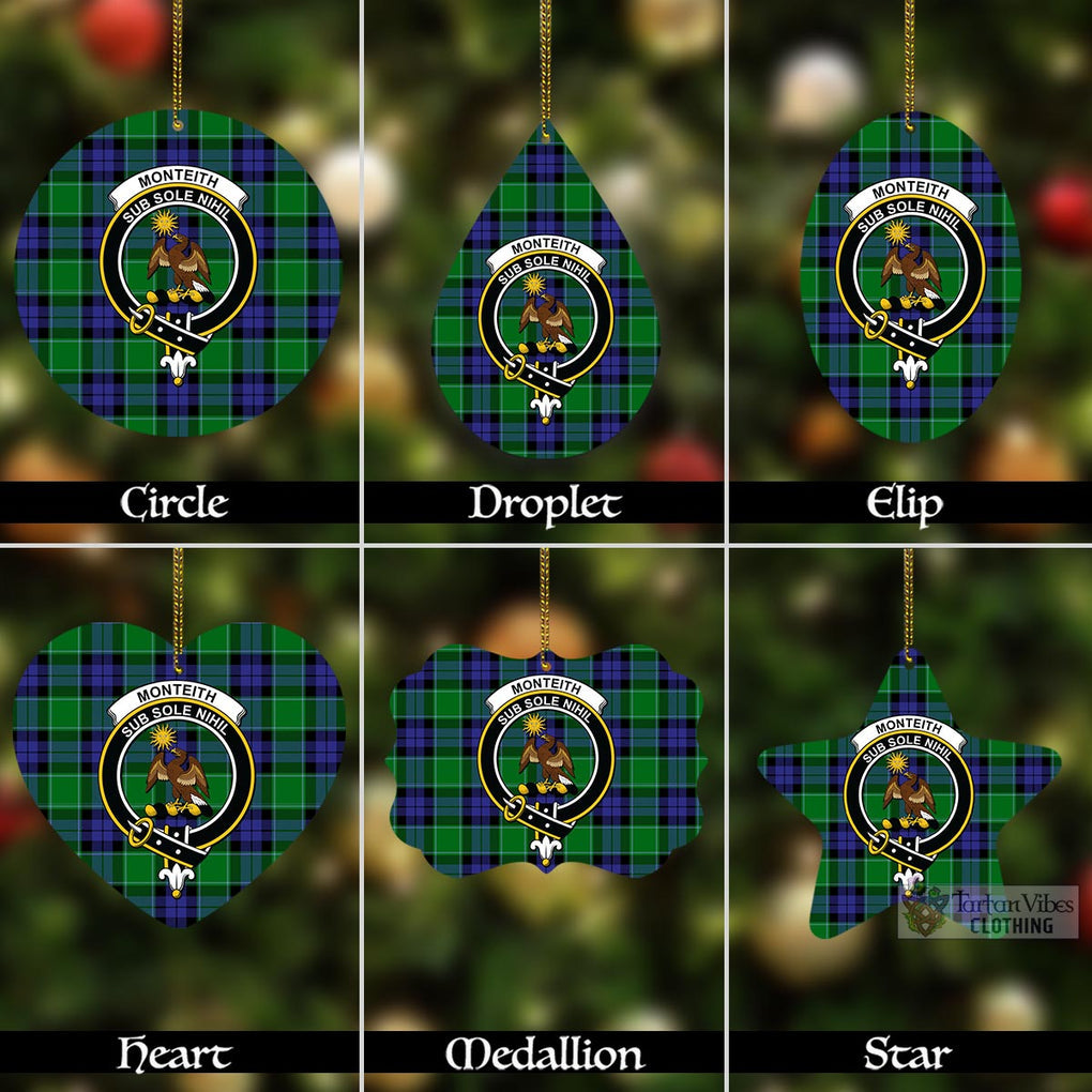 Monteith Tartan Christmas Aluminium Ornament with Family Crest Aluminium - Tartan Vibes Clothing