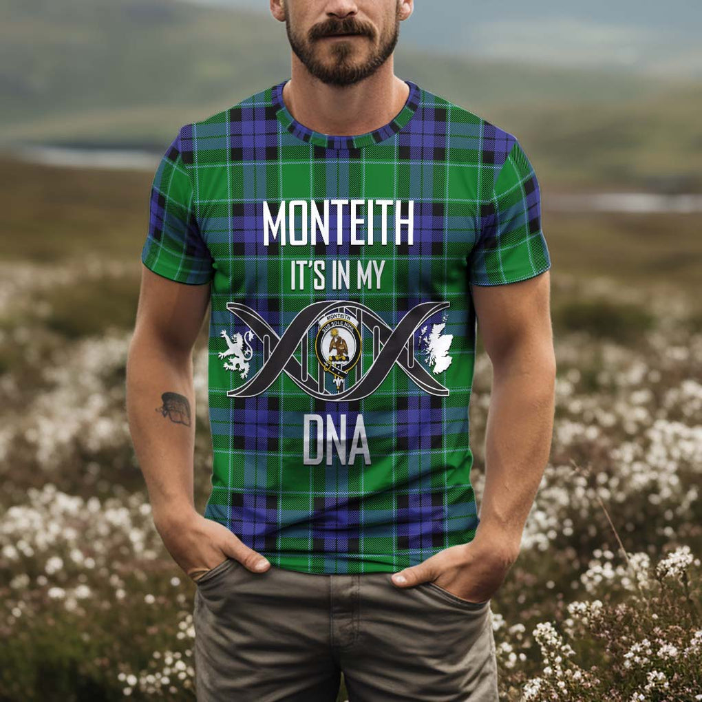 Monteith Tartan T-Shirt with Family Crest DNA In Me Style Kid's Shirt - Tartan Vibes Clothing