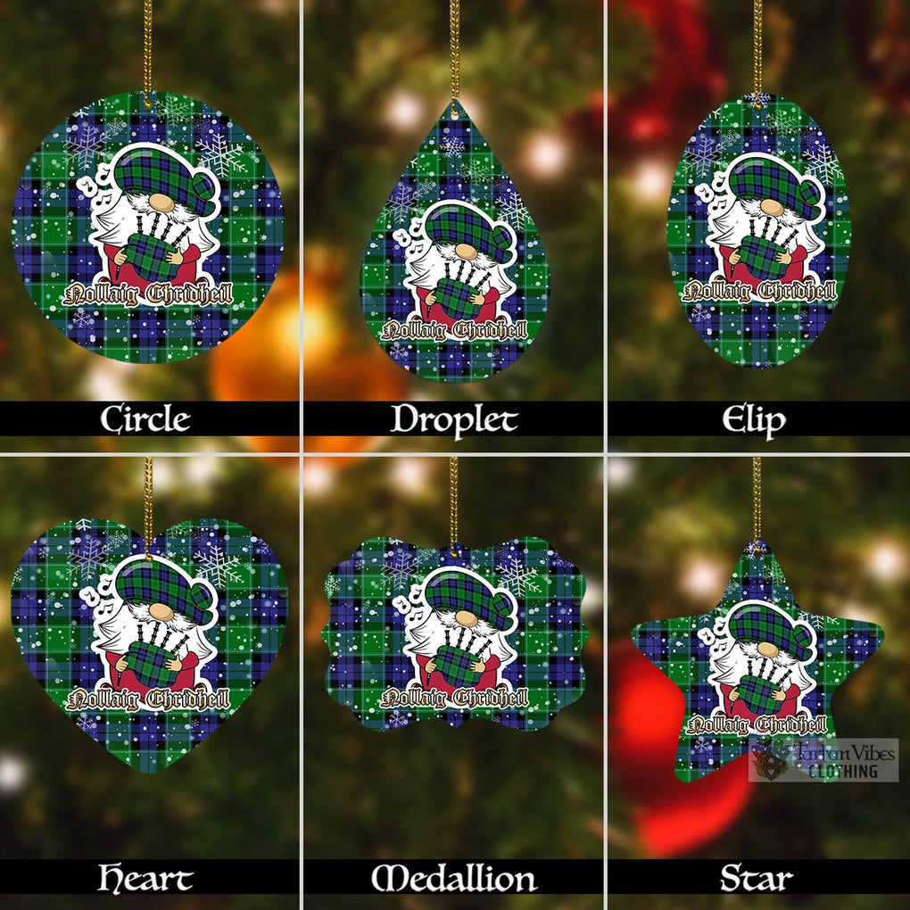 Monteith Tartan Christmas Aluminium Ornament with Scottish Gnome Playing Bagpipes Aluminium - Tartan Vibes Clothing