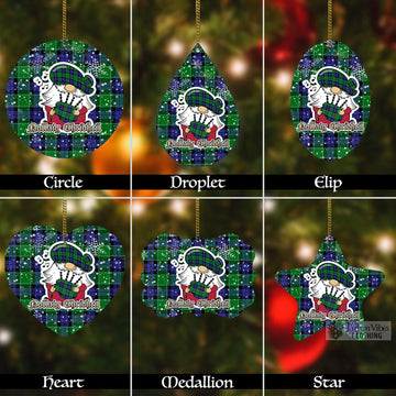 Monteith Tartan Christmas Aluminium Ornament with Scottish Gnome Playing Bagpipes Aluminium - Tartan Vibes Clothing