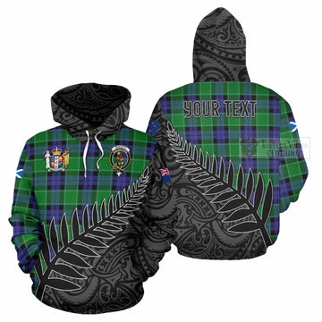Tartan Vibes Clothing Monteith Crest Tartan Hoodie with New Zealand Silver Fern Half Style