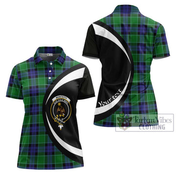 Monteith Tartan Women's Polo Shirt with Family Crest Circle Style Women - Tartan Vibes Clothing