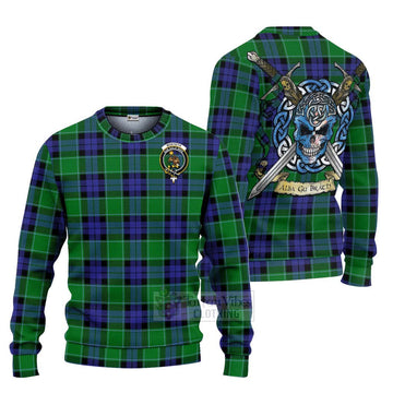 Monteith Tartan Ugly Sweater with Family Crest Celtic Skull Style Unisex - Tartan Vibes Clothing