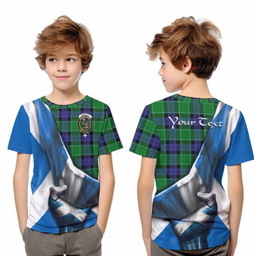 Monteith Tartan Kid T-Shirt with Family Crest Scotland Patriotic Style Youth XL Size14 - Tartan Vibes Clothing