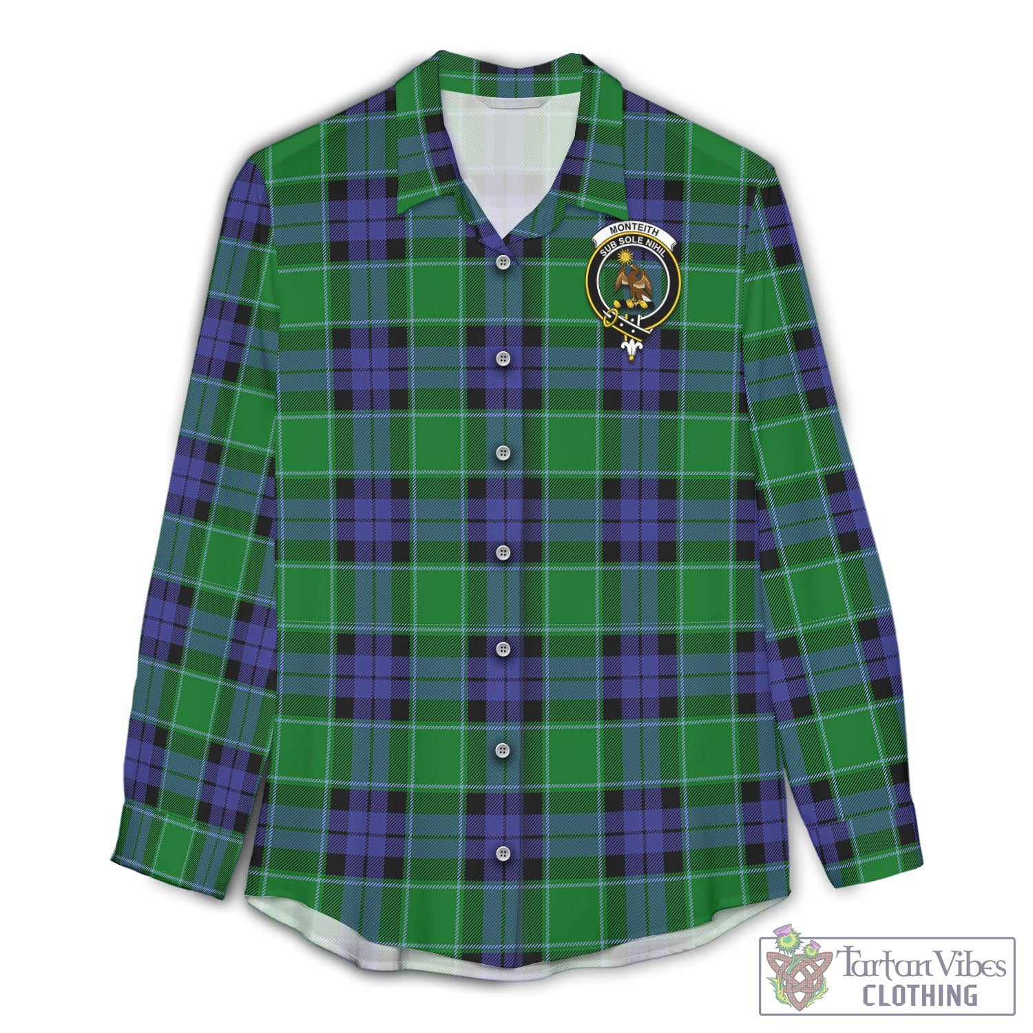 Monteith Tartan Women's Casual Shirt with Family Crest Female - Tartan Vibes Clothing