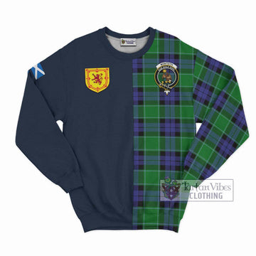 Monteith Tartan Sweatshirt Alba with Scottish Lion Royal Arm Half Style Unisex - Tartan Vibes Clothing