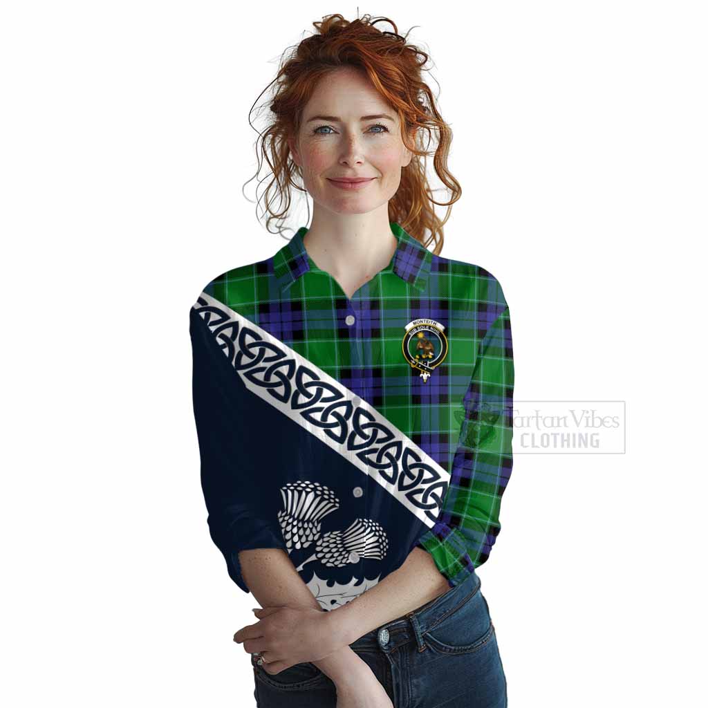Monteith Tartan Women's Casual Shirt Featuring Thistle and Scotland Map Female - Tartan Vibes Clothing