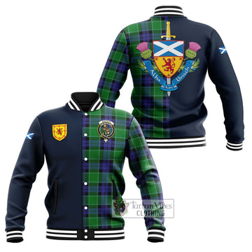 Monteith Tartan Baseball Jacket Alba with Scottish Lion Royal Arm Half Style Unisex - Tartan Vibes Clothing