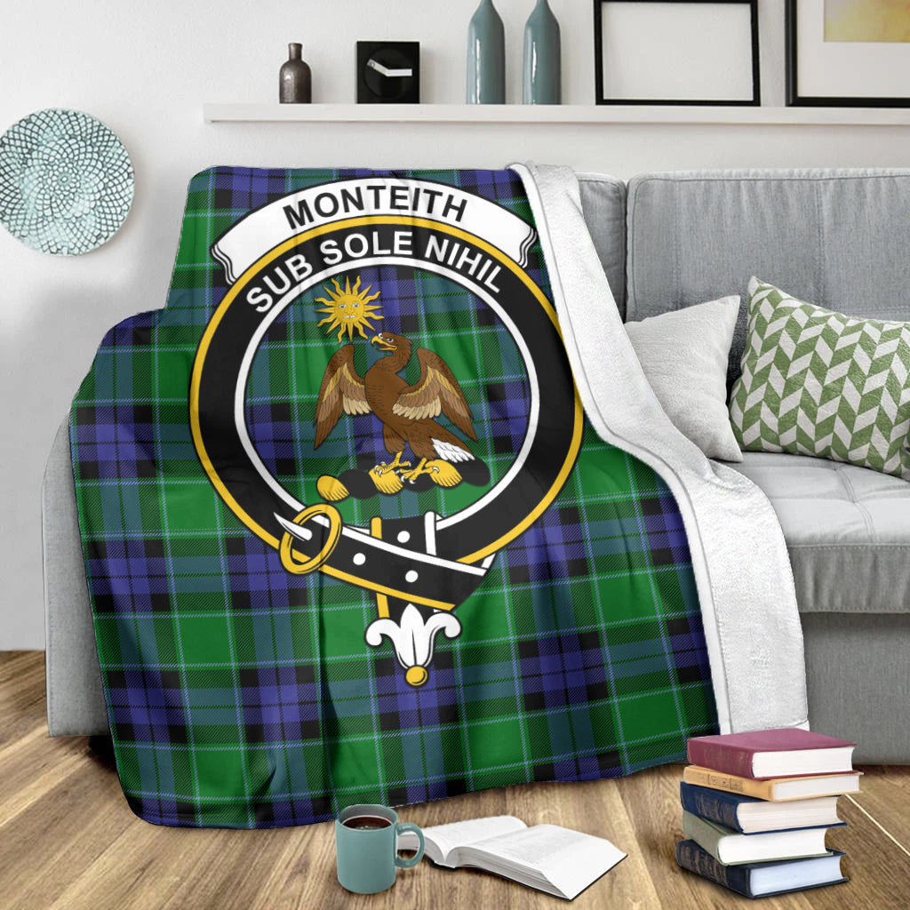 Monteith Tartan Blanket with Family Crest X-Large 59 x 79 inches 150 x 200 cm - Tartan Vibes Clothing