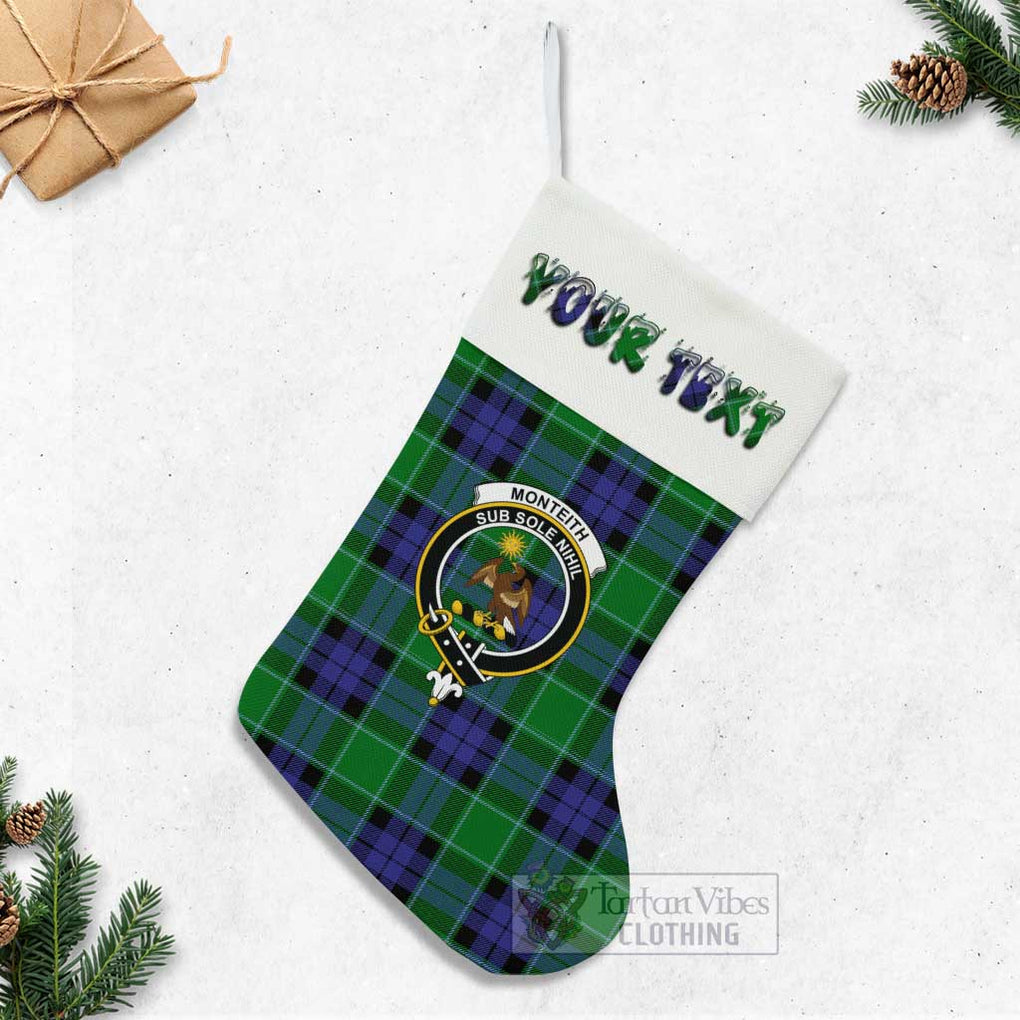 Monteith Tartan Family Crest Christmas Stocking with Personalized Text - Tartan Vibes Clothing