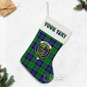 Monteith Tartan Family Crest Christmas Stocking with Personalized Text - Tartan Vibes Clothing
