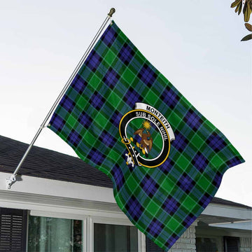 Tartan Vibes Clothing Monteith Tartan House Flag with Family Crest
