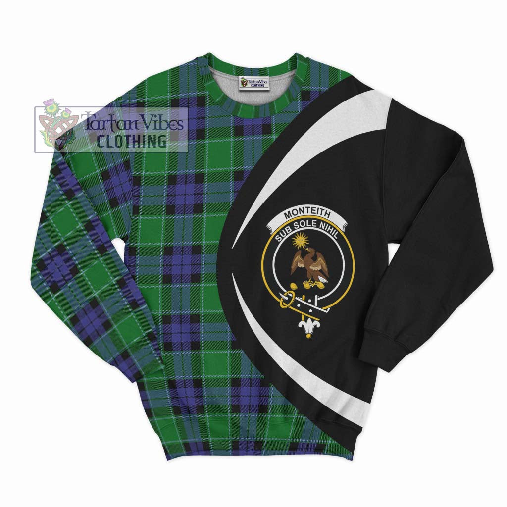 Monteith Tartan Sweatshirt with Family Crest Circle Style Unisex - Tartan Vibes Clothing