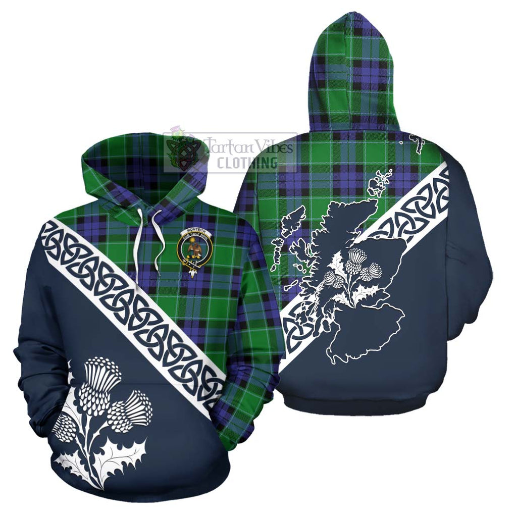 Monteith Tartan Hoodie Featuring Thistle and Scotland Map Zip Hoodie - Tartan Vibes Clothing
