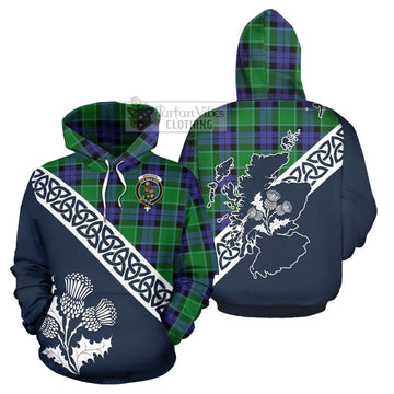 Monteith Tartan Hoodie Featuring Thistle and Scotland Map Zip Hoodie - Tartan Vibes Clothing