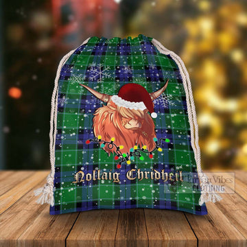 Monteith Tartan Christmas Santa's Bag with Twinkle Highland Cattle - Tartan Vibes Clothing