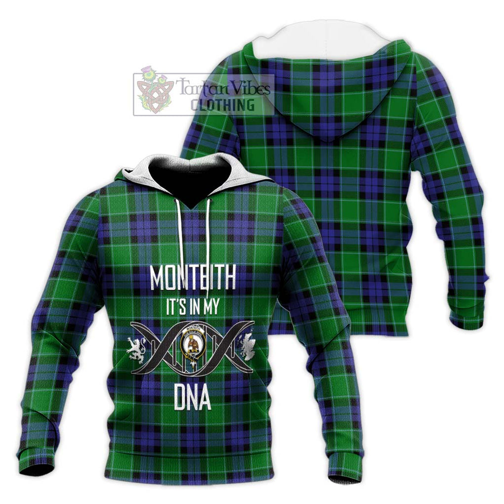 Monteith Tartan Knitted Hoodie with Family Crest DNA In Me Style Unisex Knitted Pullover Hoodie - Tartan Vibes Clothing