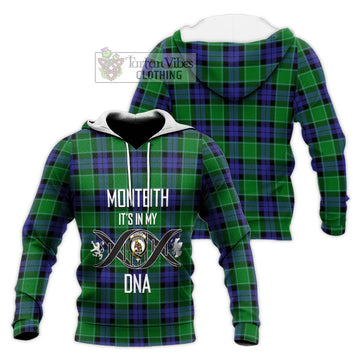 Monteith Tartan Knitted Hoodie with Family Crest DNA In Me Style Unisex Knitted Pullover Hoodie - Tartan Vibes Clothing