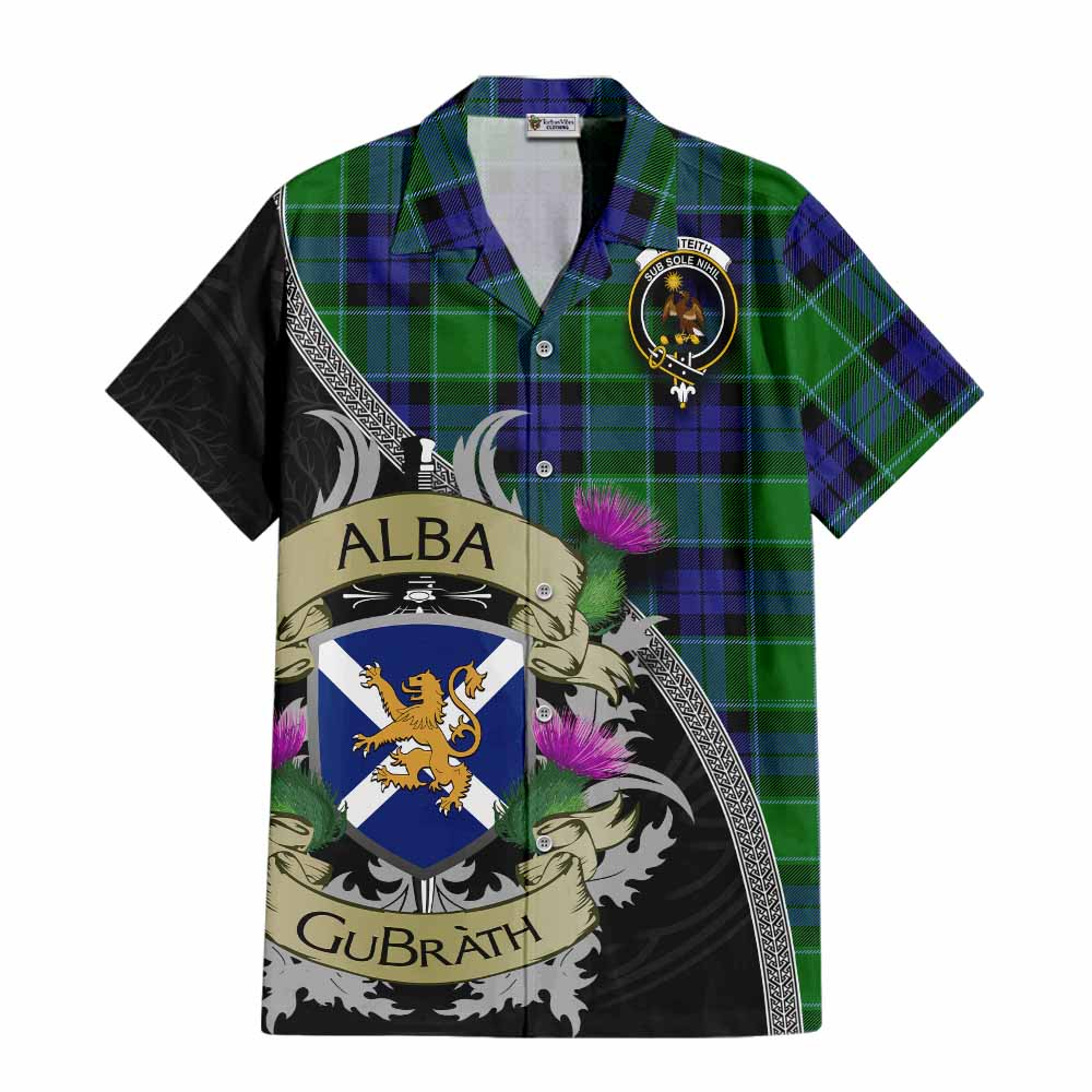 Monteith Tartan Family Crest Hawaiian Shirt Lion Rampant Royal Thistle Shield Celtic Inspired Kid - Tartan Vibes Clothing