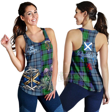 Monteith Tartan Women's Racerback Tanks Happy St. Andrew's Day Half Tartan Style 4XL - Tartan Vibes Clothing