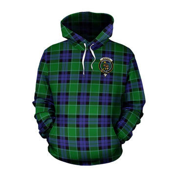 Monteith Tartan Cotton Hoodie with Family Crest and Bearded Skull Holding Bottles of Whiskey Pullover Hoodie XS - Tartan Vibes Clothing