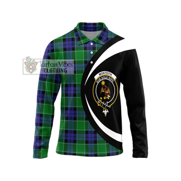 Monteith Tartan Long Sleeve Polo Shirt with Family Crest Circle Style Unisex - Tartan Vibes Clothing