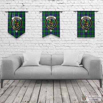 Monteith Tartan Gonfalon, Tartan Banner with Family Crest Rectangle - Tartan Vibes Clothing
