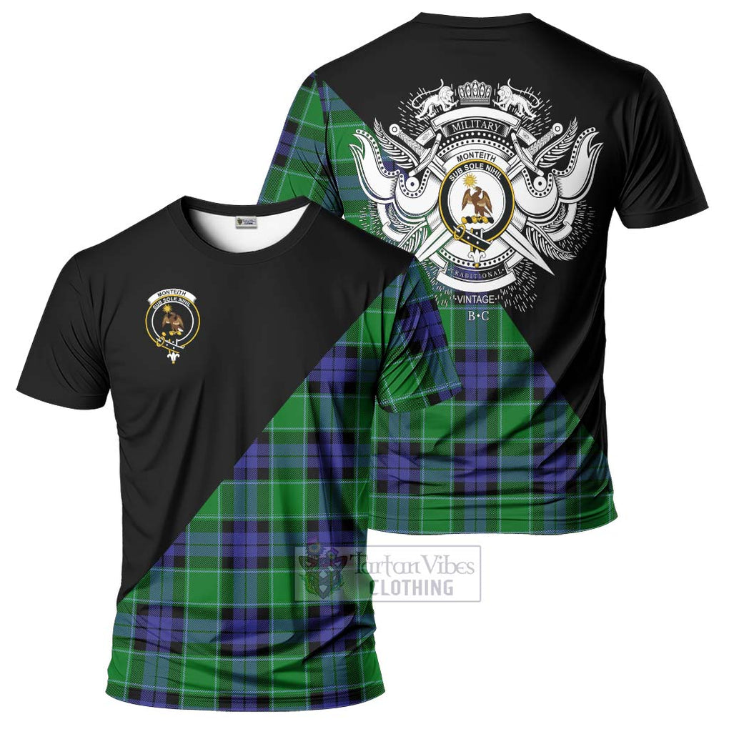 Monteith Tartan T-Shirt with Family Crest and Military Logo Style Kid's Shirt - Tartan Vibes Clothing