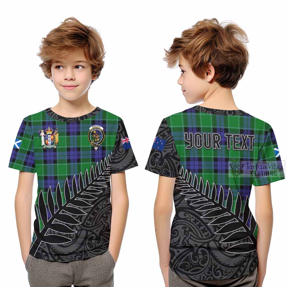 Monteith Crest Tartan Kid T-Shirt with New Zealand Silver Fern Half Style Youth XL Size14 - Tartan Vibes Clothing