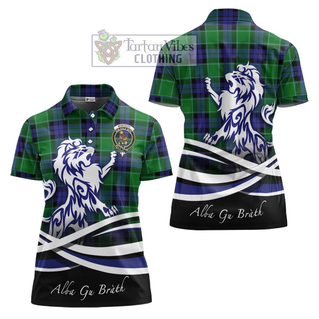 Monteith Tartan Women's Polo Shirt with Alba Gu Brath Regal Lion Emblem Women - Tartan Vibes Clothing