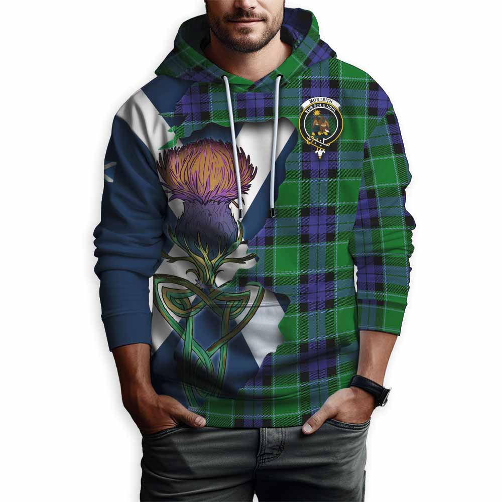Monteith Tartan Family Crest Hoodie Scottish Thistle Celtic Inspired Pullover Hoodie - Tartan Vibes Clothing
