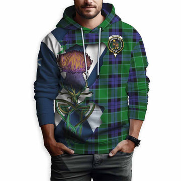 Tartan Vibes Clothing Monteith Tartan Family Crest Hoodie Scottish Thistle Celtic Inspired