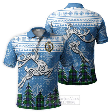 Tartan Vibes Clothing Monteith Clan Christmas Polo Shirt Celtic Reindeer Style