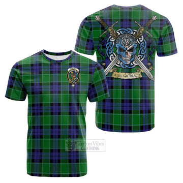 Monteith Tartan Cotton T-shirt with Family Crest Celtic Skull Style Kid's Shirt - Tartan Vibes Clothing