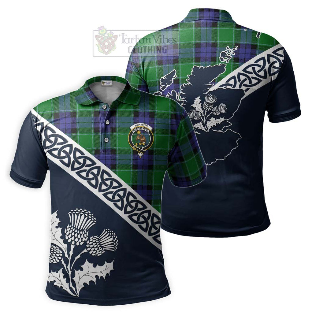Monteith Tartan Polo Shirt Featuring Thistle and Scotland Map Kid - Tartanvibesclothing Store