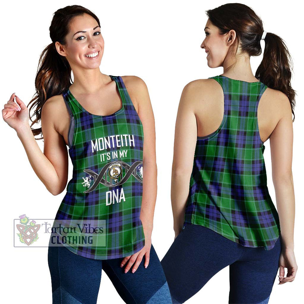 Monteith Tartan Women's Racerback Tanks with Family Crest DNA In Me Style 4XL - Tartan Vibes Clothing