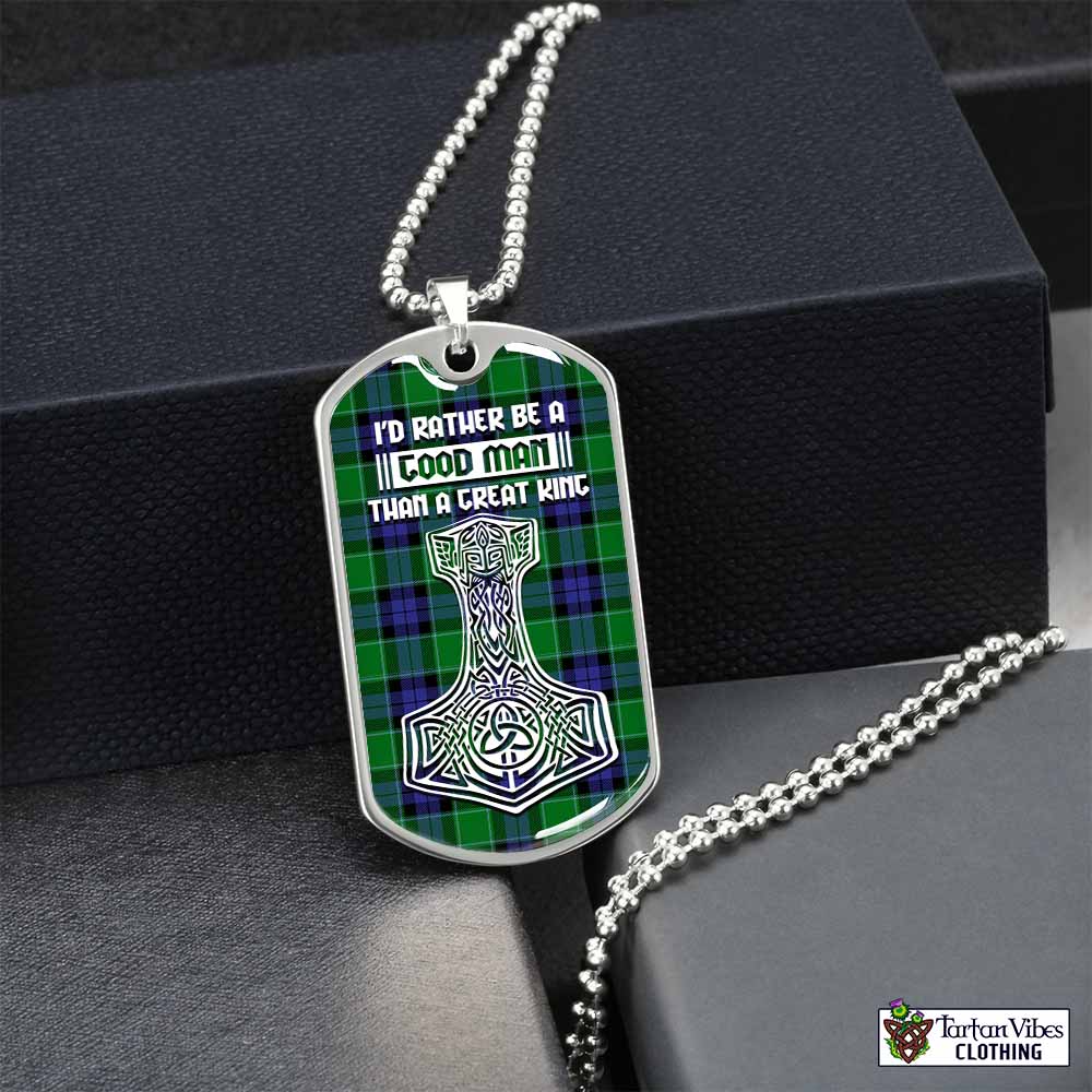 Monteith Tartan Dog Tag Necklace Viking Mjolnir Style Silver No - Tartan Vibes Clothing