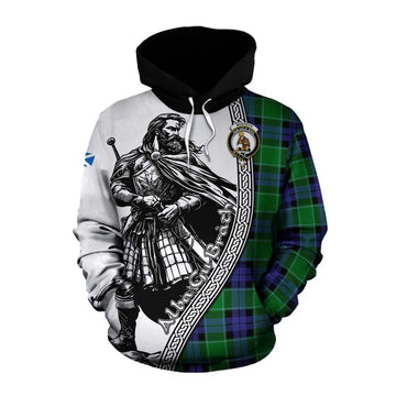 Monteith Tartan Clan Crest Cotton Hoodie with Highlander Warrior Celtic Style Pullover Hoodie XS - Tartan Vibes Clothing